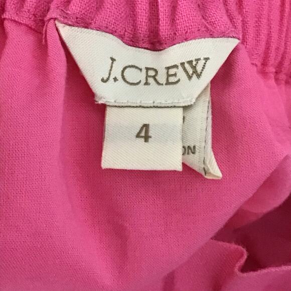 J. CREW Mini Skirt Sidewalk City Begonia Bright Pink Linen Pockets sz 4 Spring - Picture 7 of 11